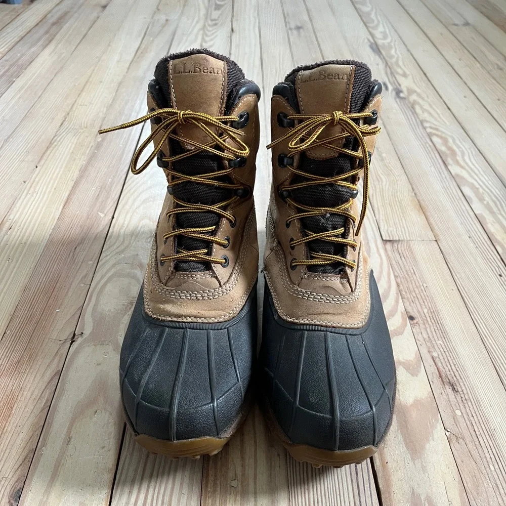 LL Bean Mens Storm Chaser Boots WR95 04 Tan Brown Insulated Duck Boots Size 10 M